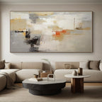 Beige, Gray, Orange & Black Abstract "Sunset Haze" Painting On Canvas PS0870