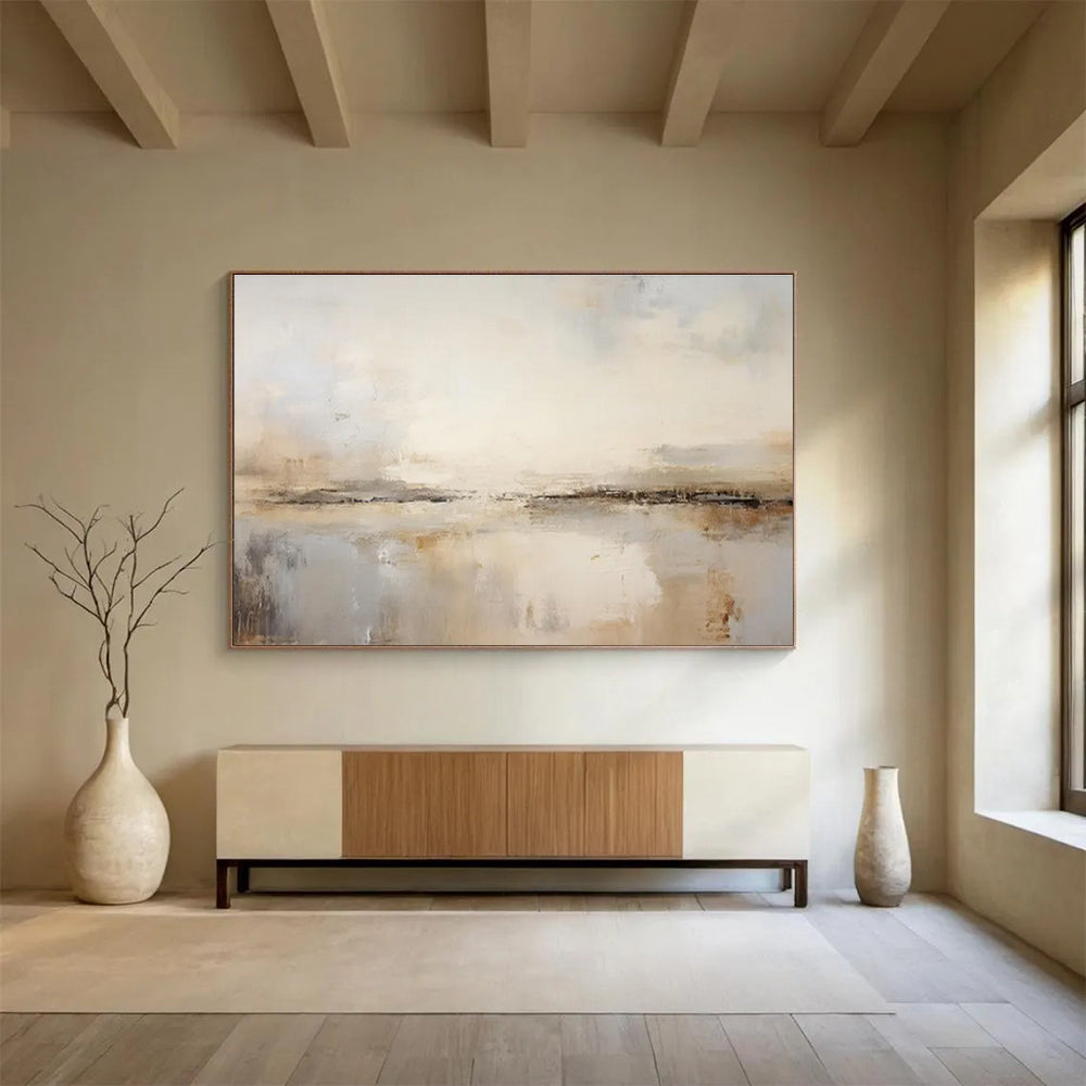 “Neutral Toned Abstract Landscape” - Abstract Landscape Painting, Suitable for Minimalist Bedroom & Yoga Studio DKS623
