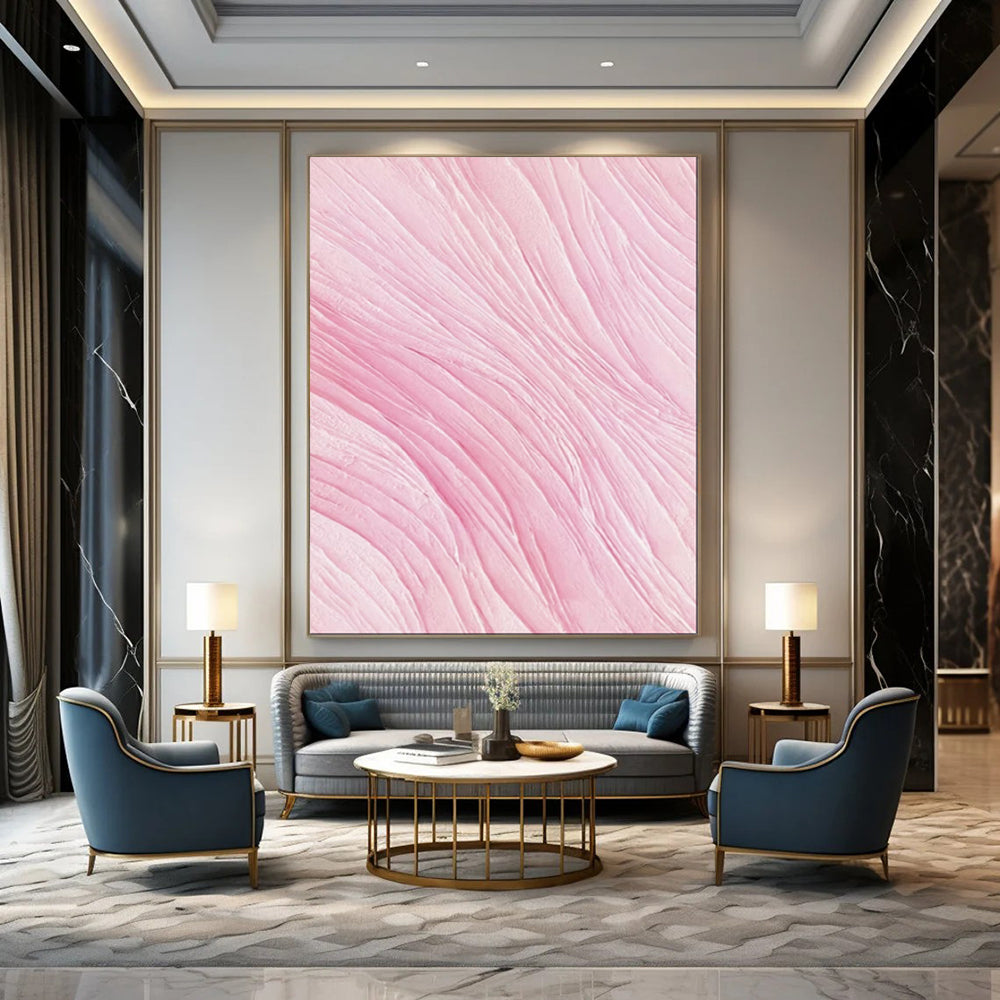 “Pink Wave Texture” - Abstract Textured Painting On Canvas PT1979
