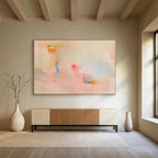 Pastel Color Block Abstract Painting On Canvas DKS033