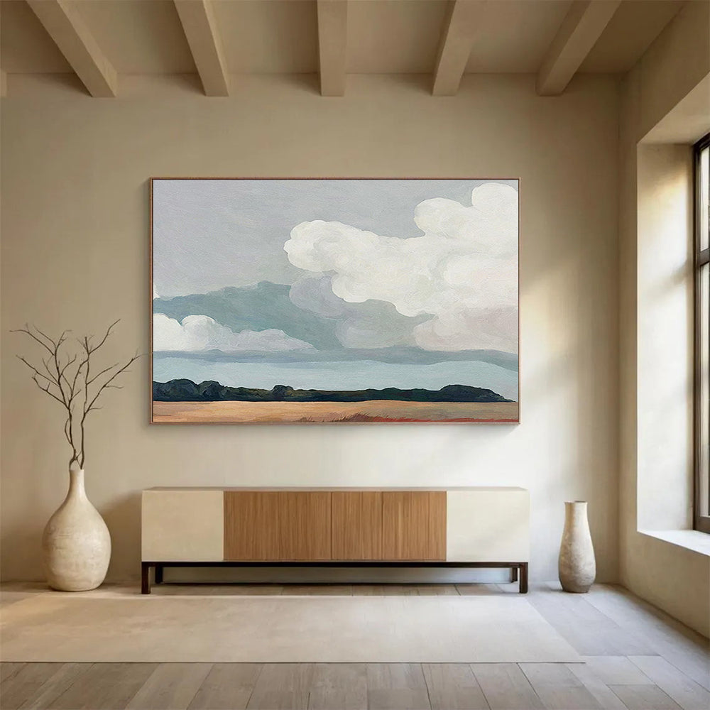 “Pastel Sky and Field” - Minimalist Oil Painting On Canvas DKS793