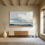 “Pastel Sky and Field” - Minimalist Oil Painting On Canvas DKS793