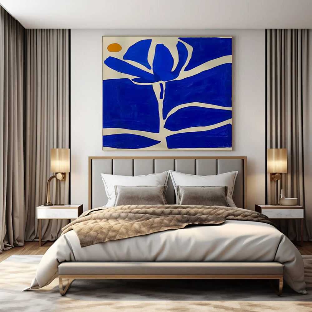 Blue and White Floral, "Blue Blossom" – Abstract Floral Painting On Canvas PS0949