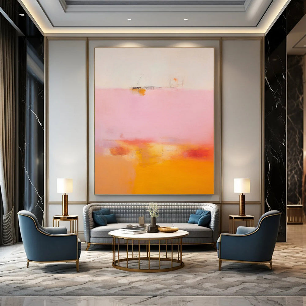 “Pink and Orange Abstract” - Soft Gradient Painting On Canvas PT0992