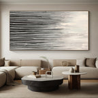 “Black - White Dripping Abstract Curtain” - Minimalist Abstract Painting On Canvas PS0302