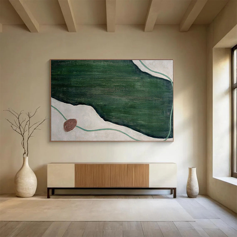 “Green and Earth - Toned Abstract” - Earth - Toned Abstract Painting, Great for Garden Room & Yoga Studio DKS610