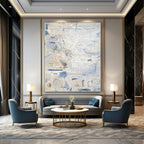 “Light Blue Abstract Sketch” - Delicate Strokes in Soft Tones Painting On Canvas DS144