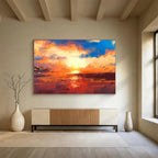“Colorful Birds at Sunset Abstract” - Lively Landscape Painting On Canvas DKS387