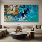 “Teal and Orange Coastal Abstract” - Seaside - Inspired Abstract Painting On Canvas PS0036