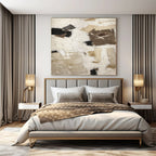 Brown and White Geometric, "Neutral Mosaic" – Abstract Geometric Painting On Canvas PS0974