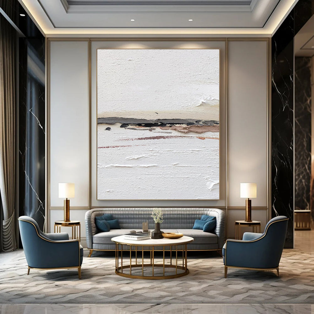 “White and Brown Abstract” - Abstract, Subtle - Styled Painting On Canvas PT1664