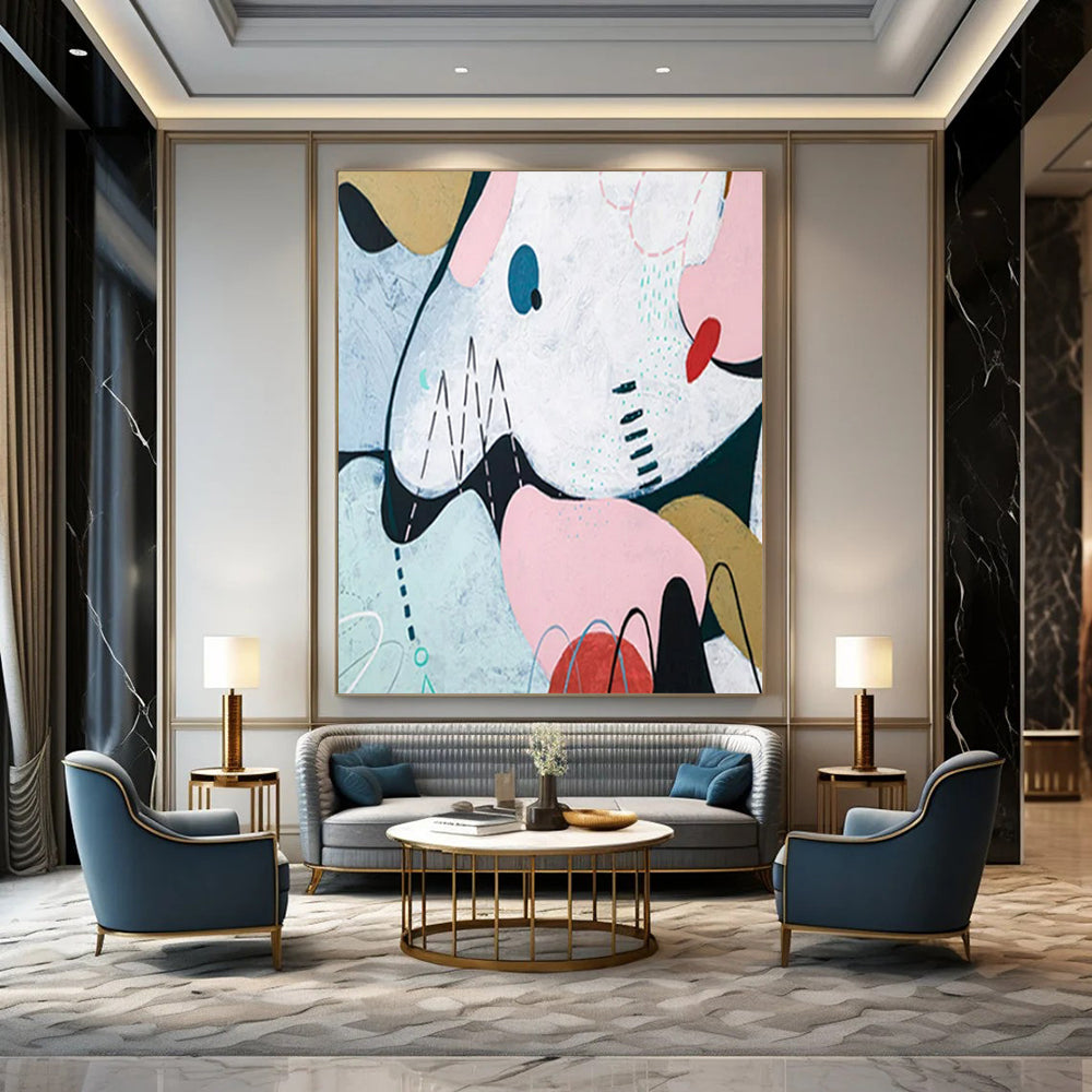 “Warm and Bold Color Block” - Abstract Figure Painting On Canvas PT2384