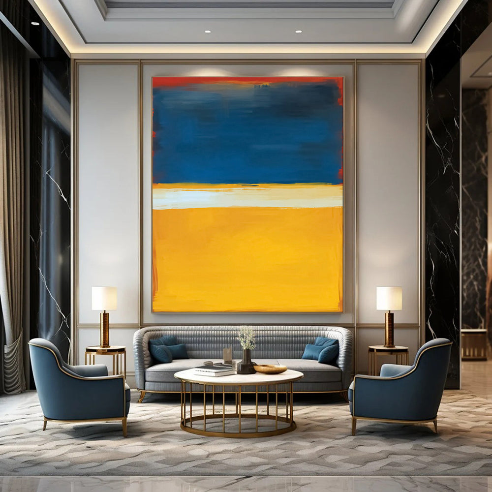 “Red - Blue - Yellow Color - Blocked Abstract” - Color - Field Painting On Canvas PT1945