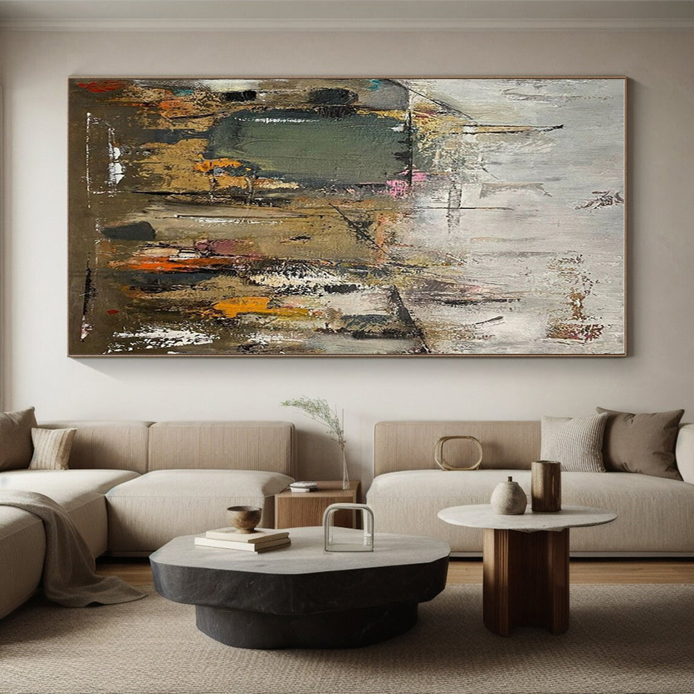 “Neutral Abstract Cityscape” - Neutral Tones Abstract Cityscape Painting On Canvas PS0725