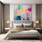 Colorful Translucent Rectangles "Hue Harmony" Abstract Painting On Canvas PS1177