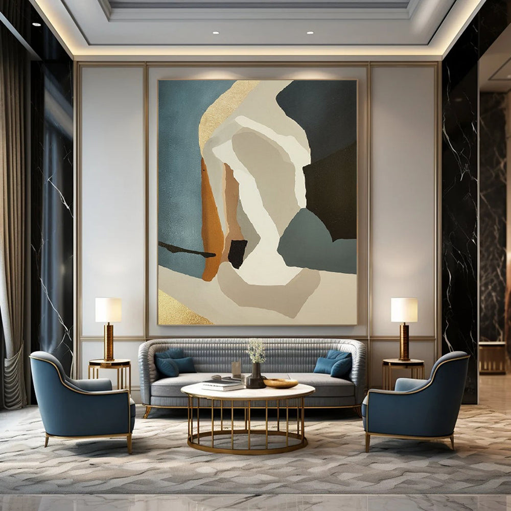 “Color - Blocked Shapes” - Geometric Forms in Muted Hues Painting On Canvas DS145