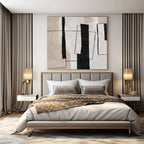 Beige, White and Black Geometric "Urban Structure" Architectural Abstract Painting On Canvas PS1103