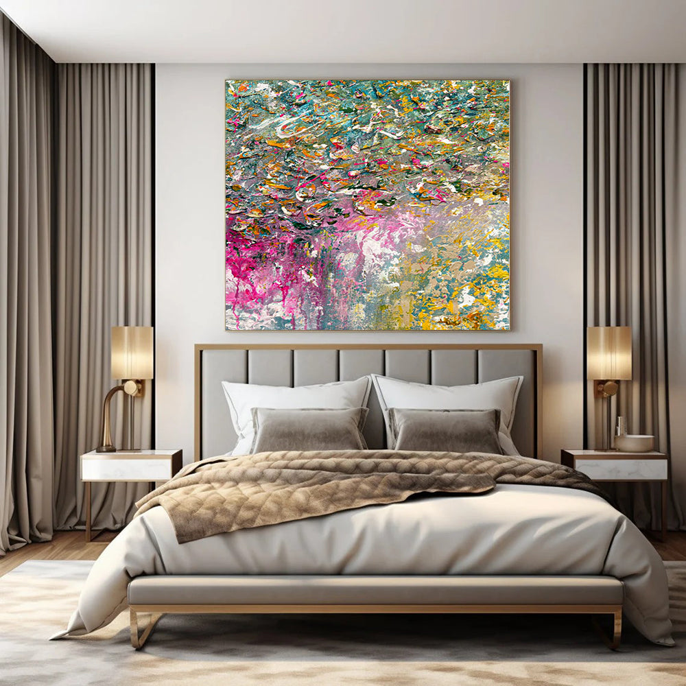 Colorful Impasto Carnival - Thick Paint Multicolor Abstract Painting On Canvas PS1228