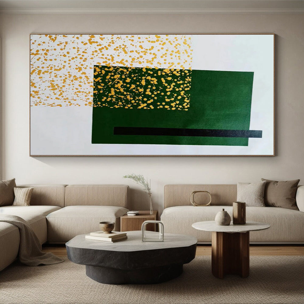 “Green - Yellow Geometric Pop” - Green, Yellow Abstract Painting On Canvas PS0463