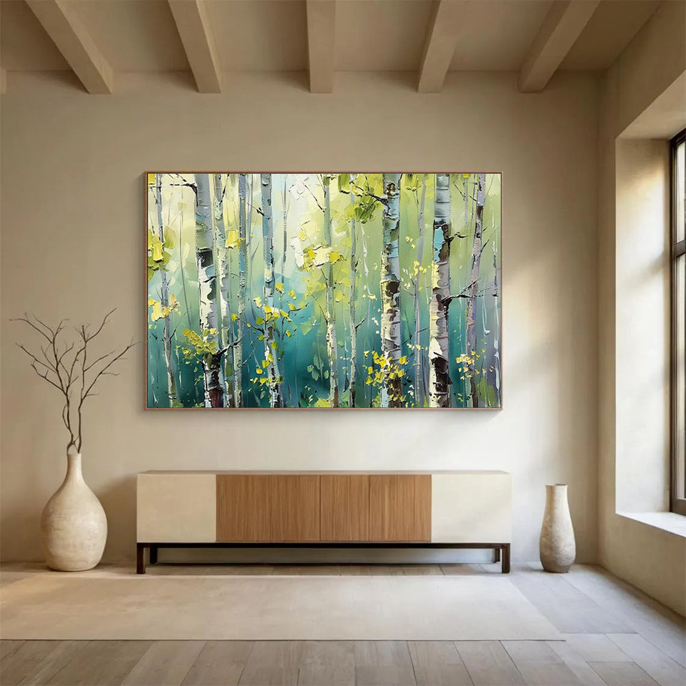Aspen Glow - Forest Oil Painting, Fit for Reading Nook & Yoga Studio DKS670