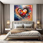 Vivid Colors with Heart - Shaped Abstraction "Colorful Heartbeat" Abstract Painting On Canvas PS1273