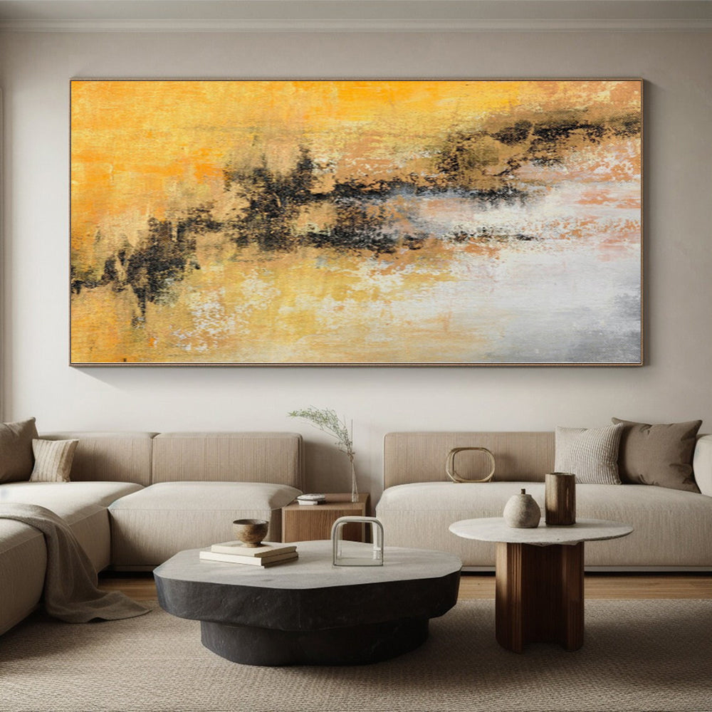“Sunny Yellow Abstract” - Cheerful Abstract Painting On Canvas PS0041