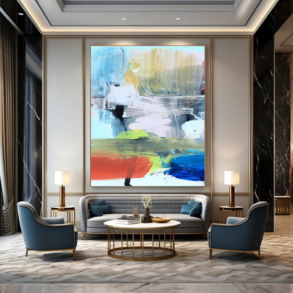 “Colorful Abstract Fusion” - Vibrant Hues in Playful Forms Painting On Canvas DS245