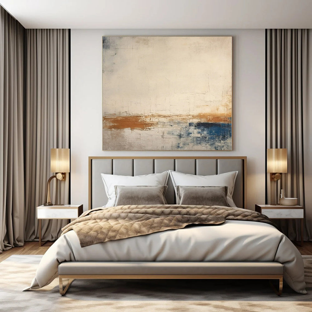 Beige, Blue, Brown, Orange with Abstract Simplicity "Simple Beauty" Abstract Painting On Canvas PS1343