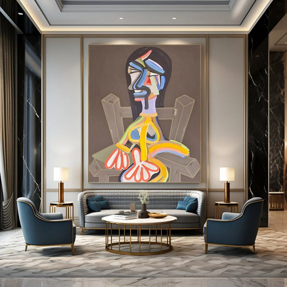 “Color - Blocked Figure” Painting On Canvas PT1453