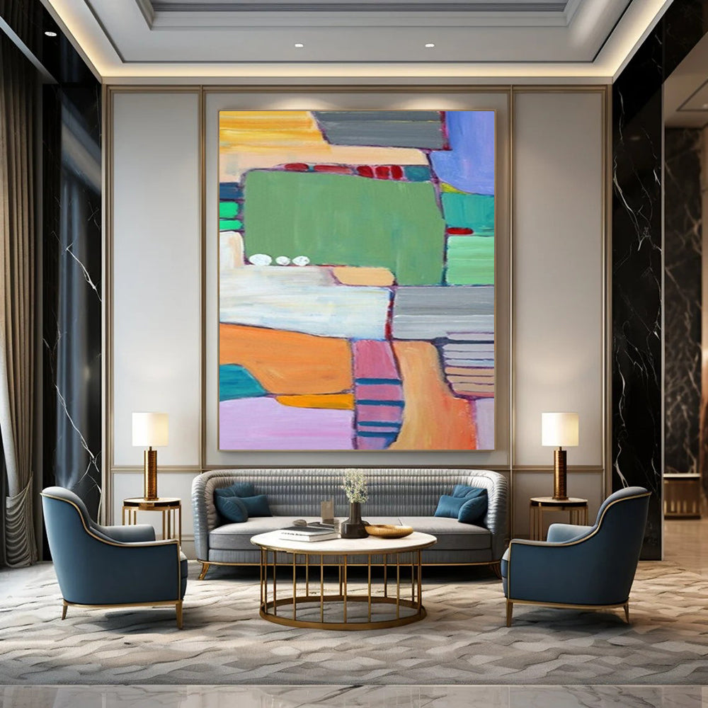 “Vibrant Geometric Abstraction - Bold Colors & Shapes” Painting On Canvas DS262