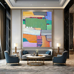 “Vibrant Geometric Abstraction - Bold Colors & Shapes” Painting On Canvas DS262