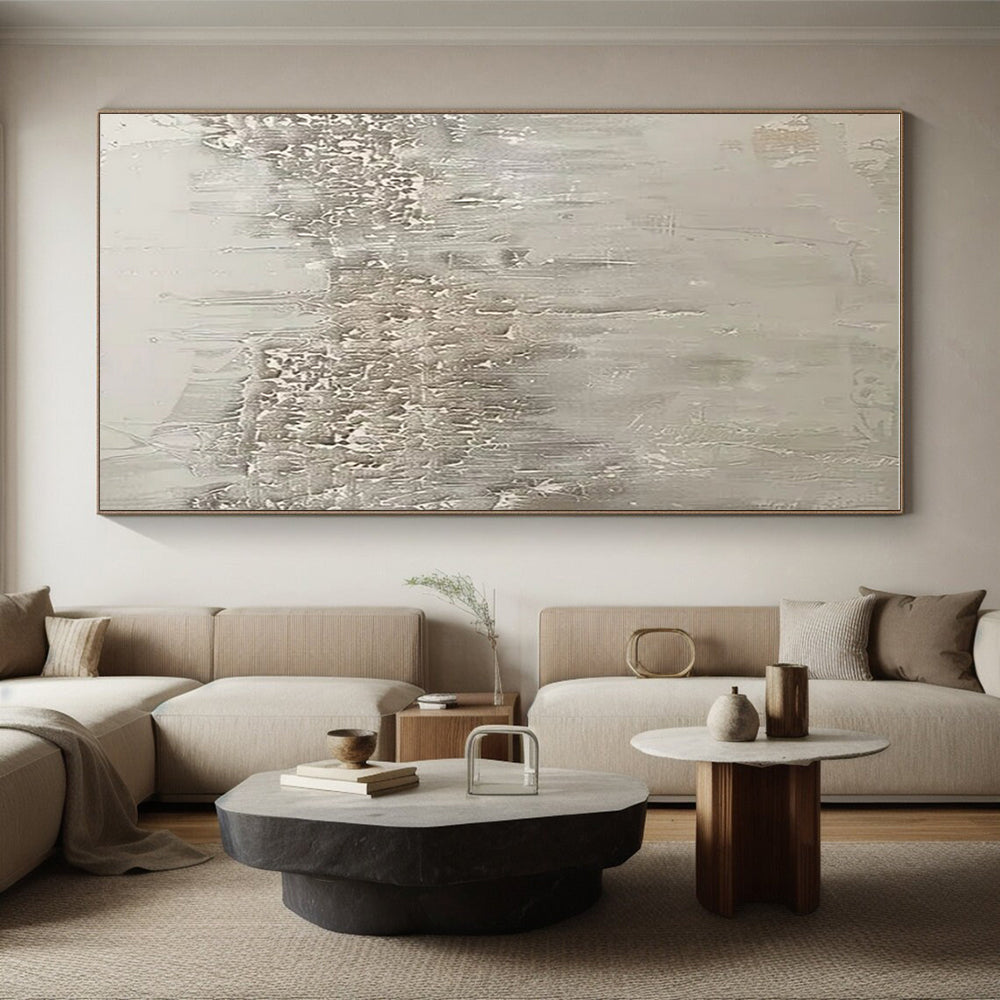 Gray Textured Minimalist "Concrete Whisper" Painting On Canvas PS0857
