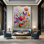 “Impasto Floral Burst - Bold Blooms & Thick Paint” Painting On Canvas DS265