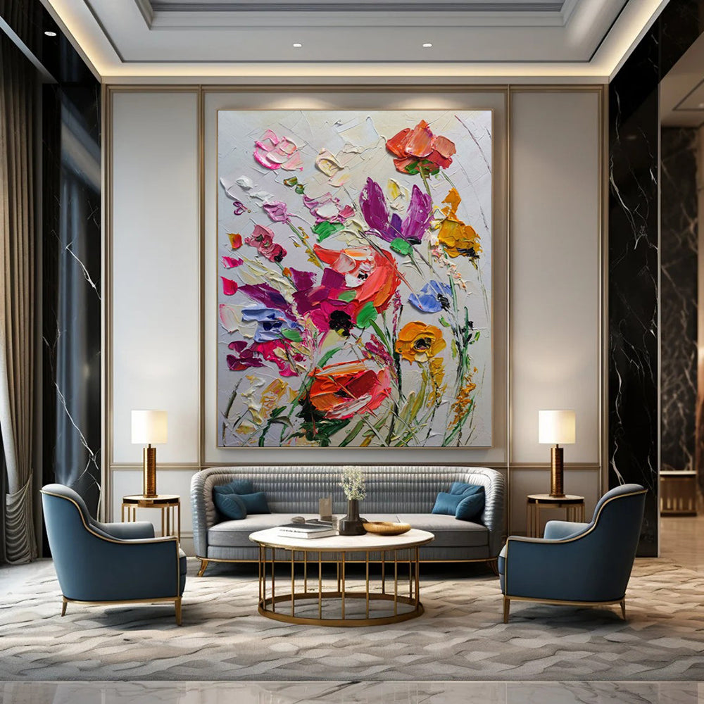 “Impasto Floral Burst - Bold Blooms & Thick Paint” Painting On Canvas DS265