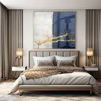 White, Gray, and Gold Branches "Gilded Nature" Abstract Nature - Inspired Painting On Canvas PS1049