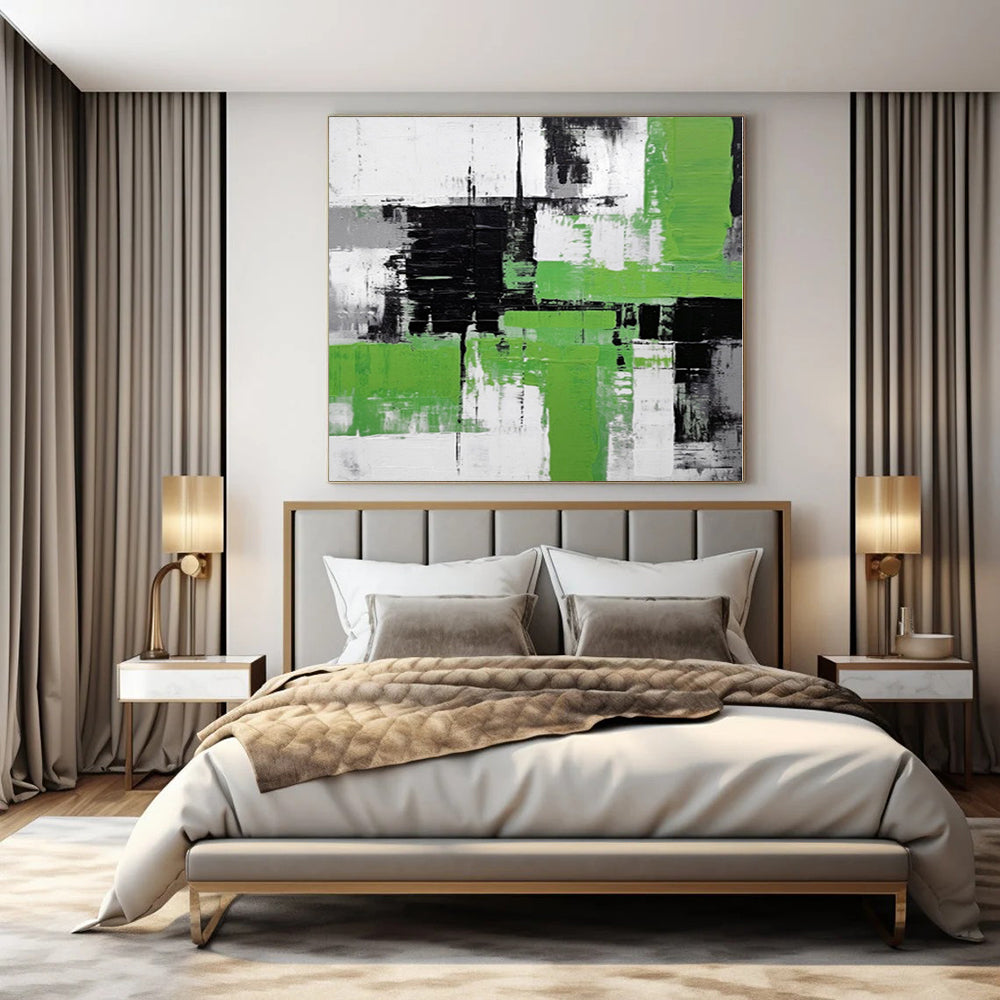 “Green and Gray Abstract” - Bold Abstract Painting On Canvas PS0181