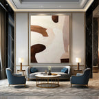 “Neutral - Brown Textured Shapes” - Abstract Expressionist Painting On Canvas PT1164