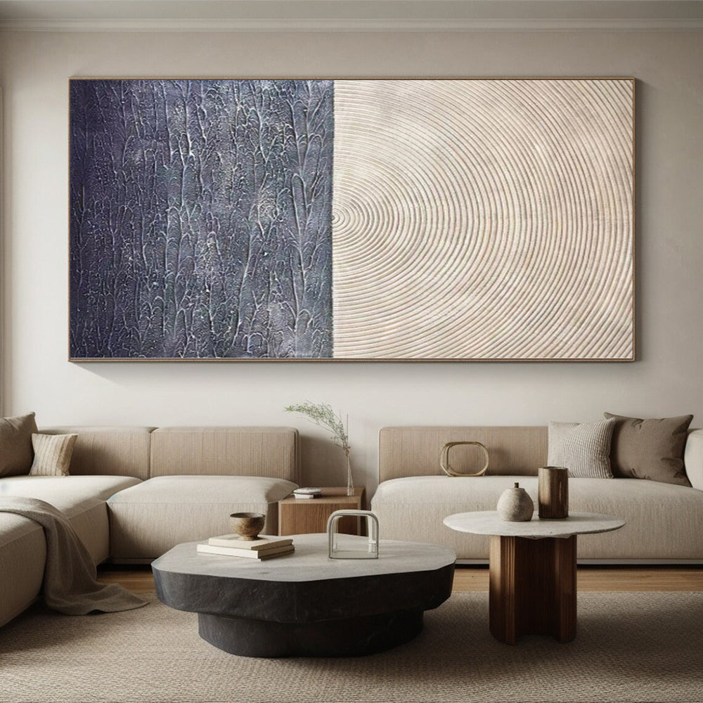 “Beige - Grey Abstract Textured Horizon” - Minimalist Abstract Painting On Canvas PS0310