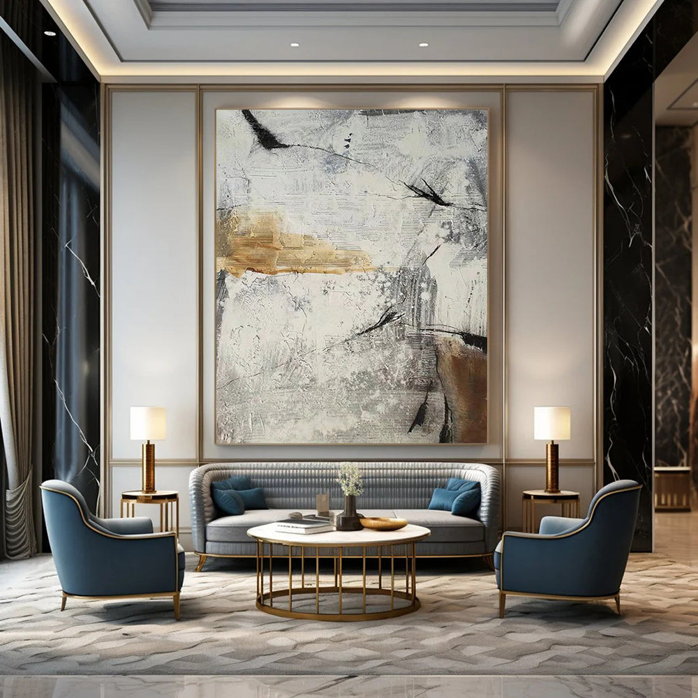 “Grey and Brown Abstract Textures” - Industrial Abstract Painting On Canvas DS338