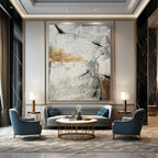 “Grey and Brown Abstract Textures” - Industrial Abstract Painting On Canvas DS338