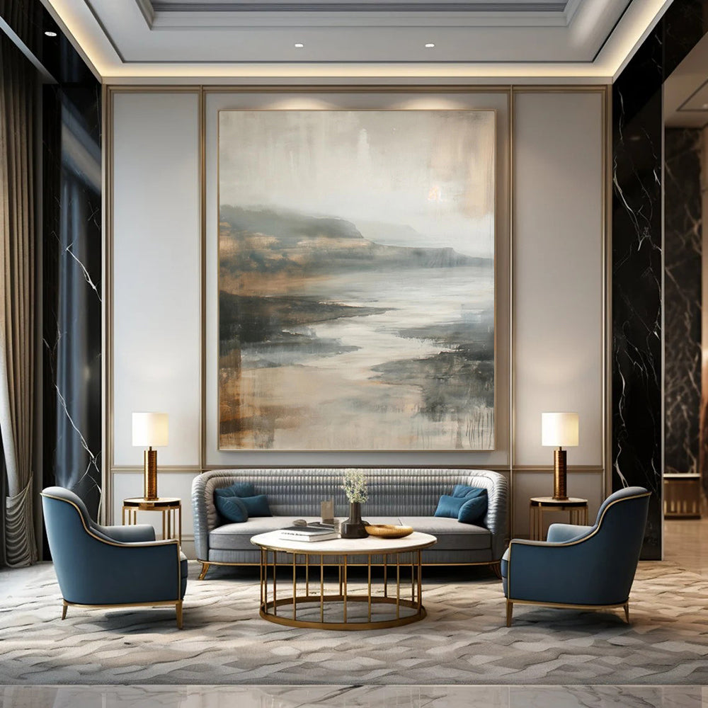 “Muted Tonal Landscape Abstract” - Atmospheric Landscape Painting On Canvas PT1001