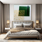 Green, Black, Yellow with Abstract Forms "Green Spark" Abstract Painting On Canvas PS1328