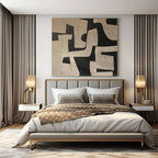 “Black - White Geometric Abstract” - Modern Abstract Painting On Canvas PS0122