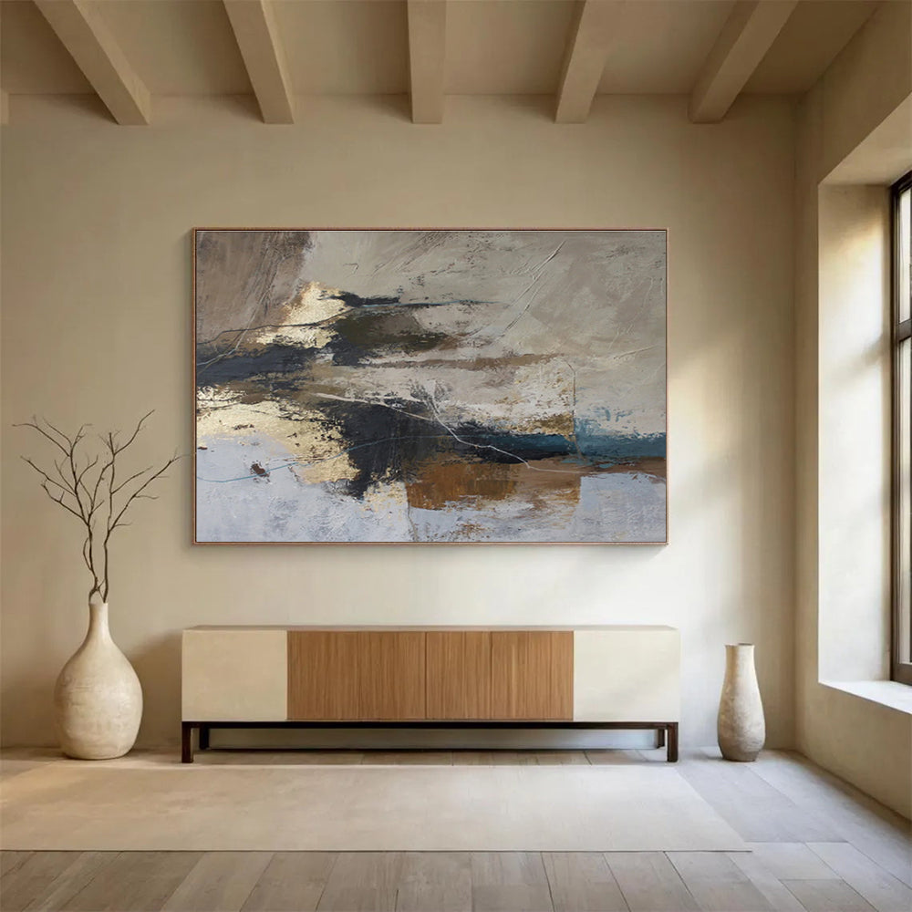 “Neutral - Toned Abstract Fusion” - Earthy Abstract Painting On Canvas DKS511