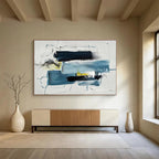 “Blue - Black Abstract Composition” - Modernist Abstract Painting On Canvas PT1561