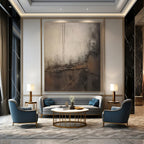 “Textured Grey and Brown Abstract” - Industrial - Inspired Painting On Canvas DS355