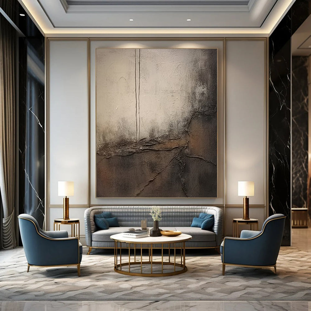 “Textured Grey and Brown Abstract” - Industrial - Inspired Painting On Canvas DS355