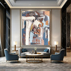 “Blue - Gray Abstract Shapes” - Abstract Expressionist Painting On Canvas DS041