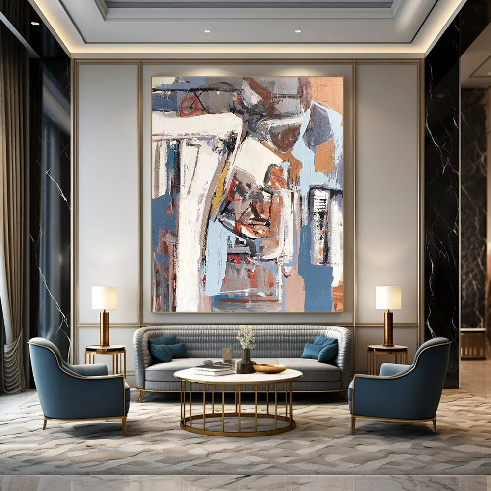 “Blue - Gray Abstract Shapes” - Abstract Expressionist Painting On Canvas DS041