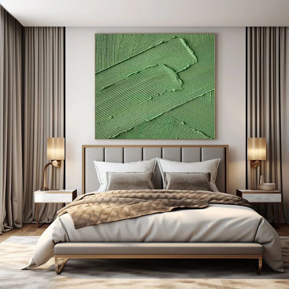 “Green Layered Textures” - Tactile Abstract Art On Canvas PS0198